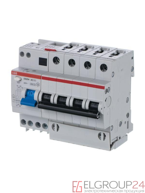 Выключатель автоматический дифференциального тока 4п C 50А 30мА тип AC 6кА DS204 8мод. ABB 2CSR254001R1504